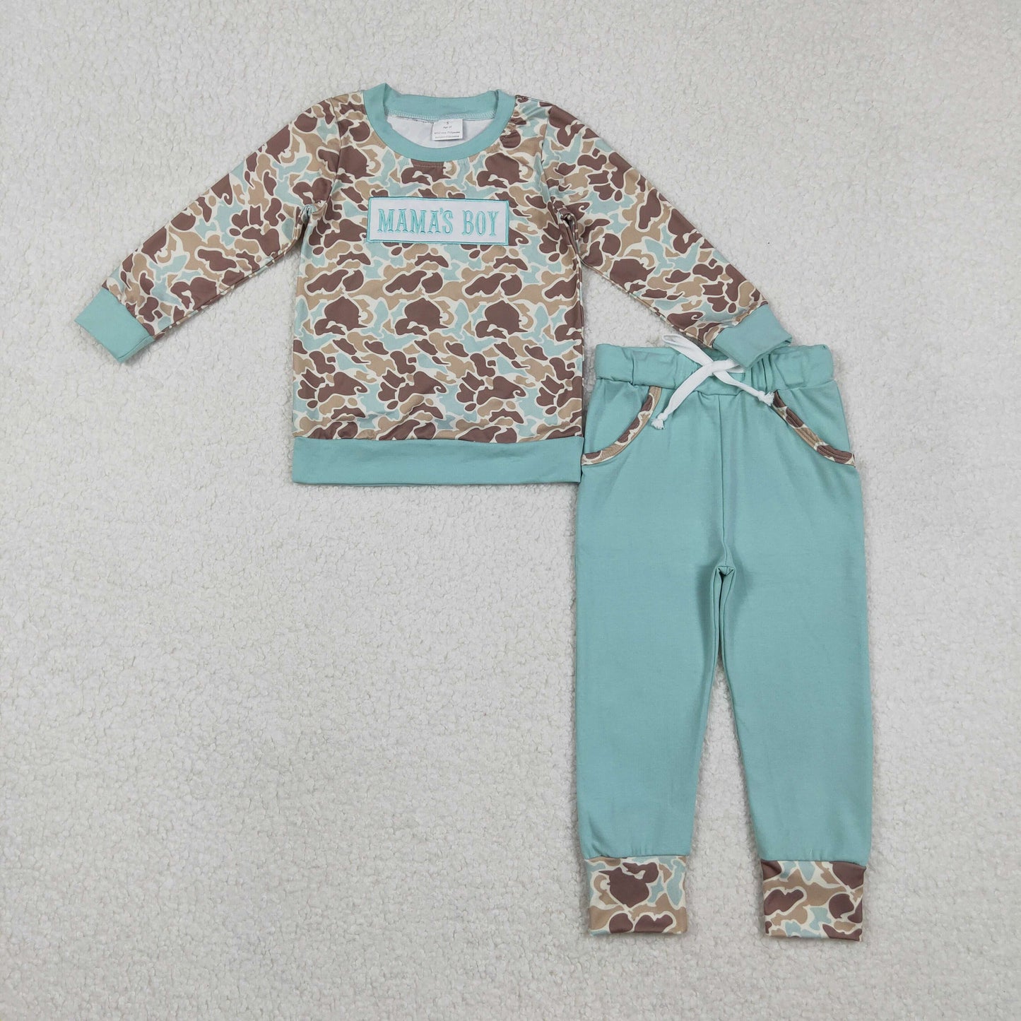 RTS NO MOQ Sibling Baby boy clothes embroidery mama long-sleeved trousers suit & rompers