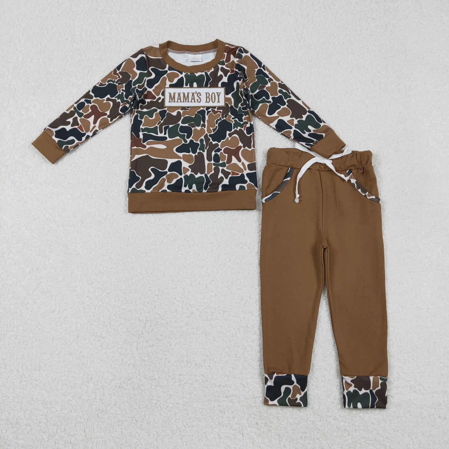 RTS NO MOQ Sibling Baby boy clothes embroidery mama long-sleeved trousers suit & rompers
