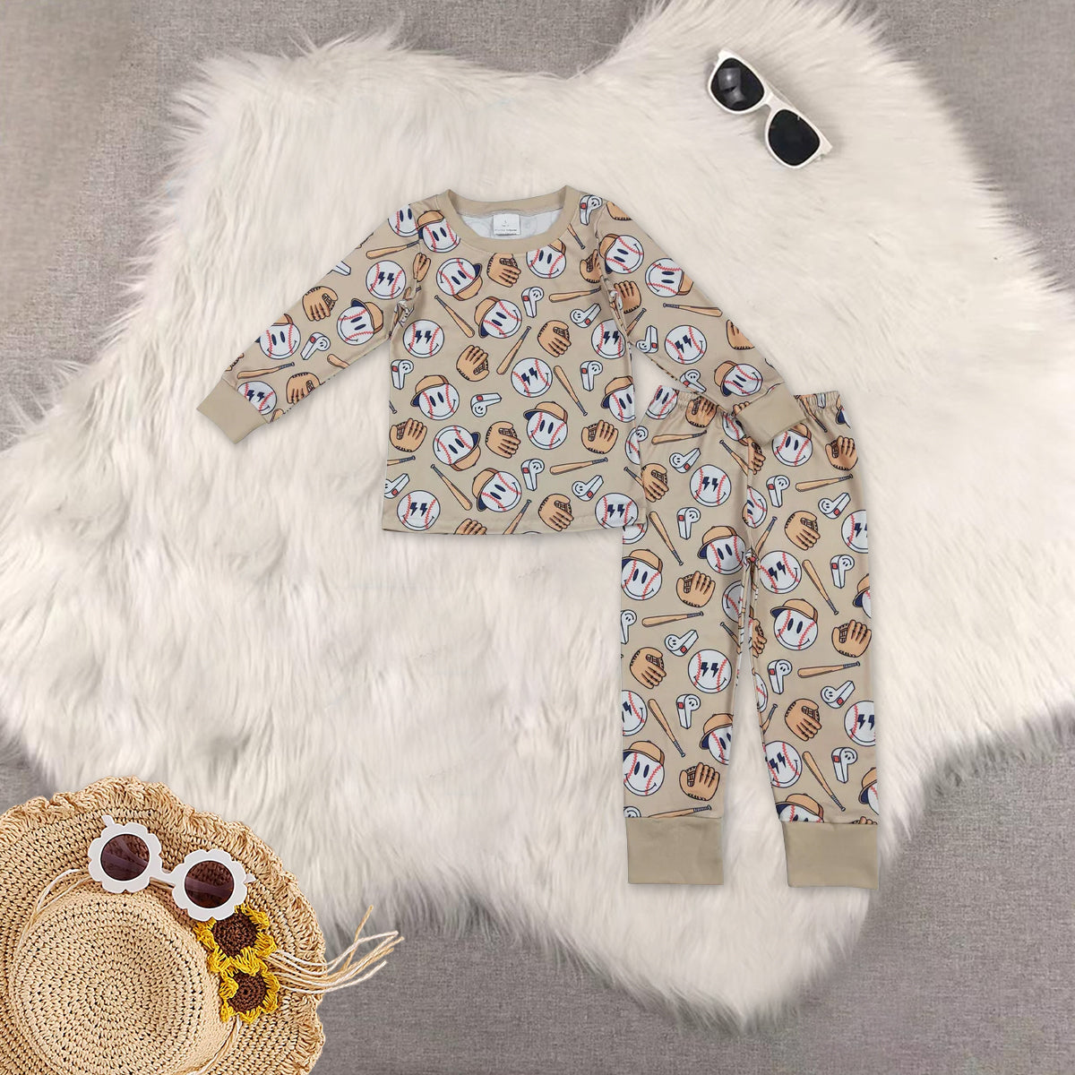 RTS NO MOQ Sibling Baby boy Clothes baseball long-sleeved pants sets
