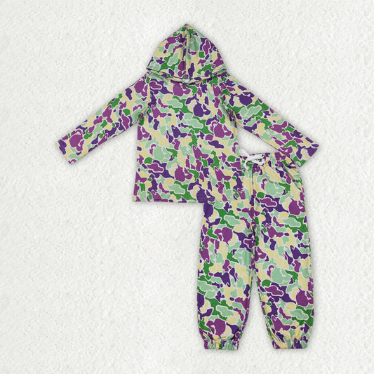 RTS NO MOQ（In Stock) baby boy clothes mardi gras hooded long sleeve pants set-BLP1381