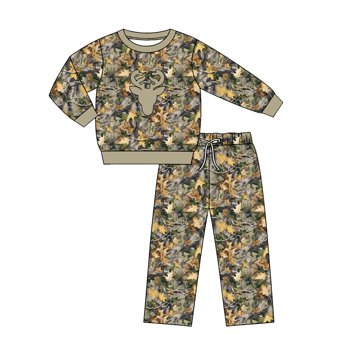 (Pre Order) No moq milk silk Baby Boys Camo Long Sleeve Top Pants Set