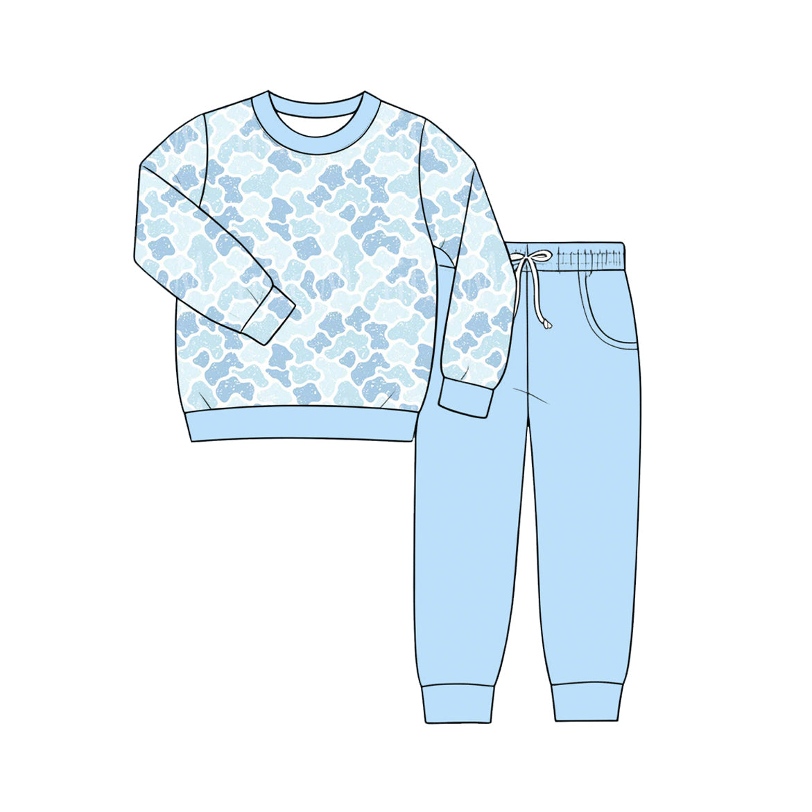 (Preorder new) No moq milk silk Baby Boys Girls Camo Print Long Sleeve Tops Pockets Jogger Clothes Sets Ruffle Pant Jumpsuits Pocket Pant Rompers