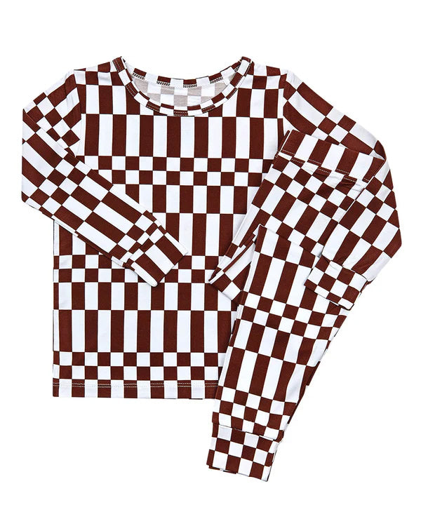 (Preorder new) No moq Baby Boys Check Print Long Sleeve Top And Pants Two Piece Fall Pajamas Clothes Sets Fall Two Way Zip Convertible Rompers