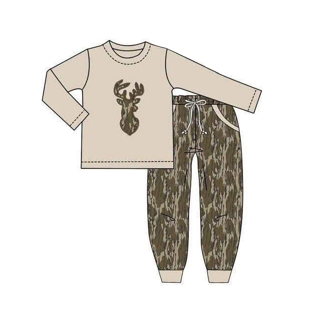 (Preorder new) No moq Baby Boys Long Sleeve Top Camouflage Pants Matching Clothes Set