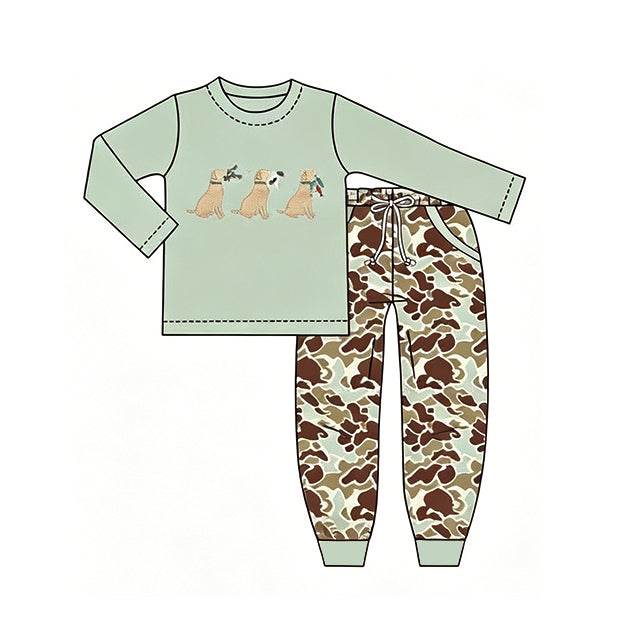 (Preorder new) No moq Baby Boys Long Sleeve Top Camouflage Pants Matching Clothes Set