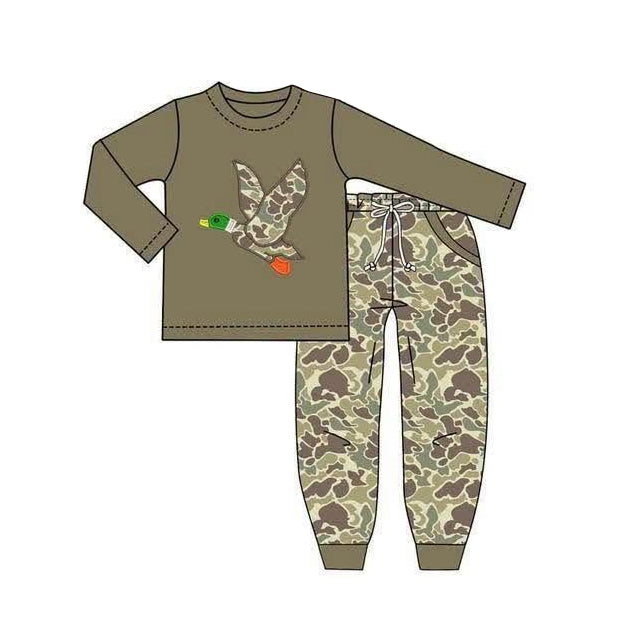 (Preorder new) No moq Baby Boys Long Sleeve Top Camouflage Pants Matching Clothes Set