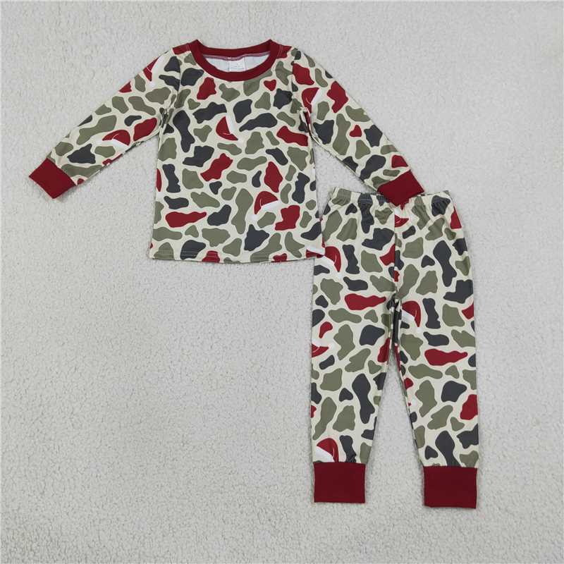 RTS NO MOQ Sibling milk silk Baby Girls And Boys Christmas Pajamas Cute Holiday Print Long Sleeve Sleep Set