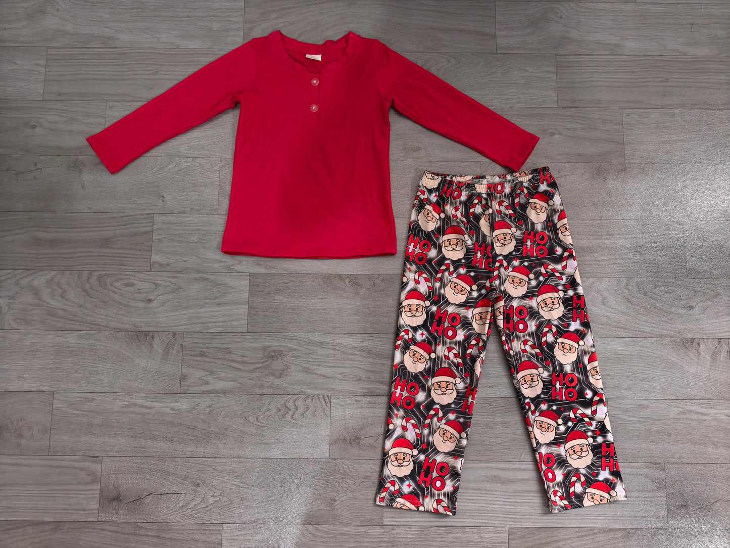 (Sample) No moq milk silk BLP1513 Baby Boys Solid Red Crew Neck Long Sleeve Top Santa Pants Winter Christmas Daily Clothes Set