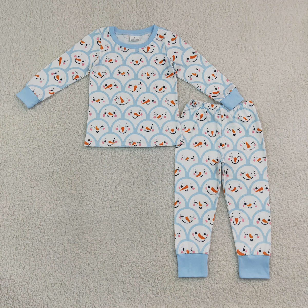 RTS NO MOQ Sibling milk silk Baby Boys Snowman Print Long Sleeve Pajama Set And Baby Front Zip Snowman Rompers