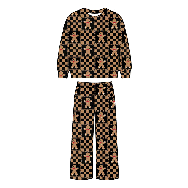 (Preorder new) No moq Baby Boys Print Long Sleeve Top Wide Leg Pants Kids Christmas Two Piece Outfit Set