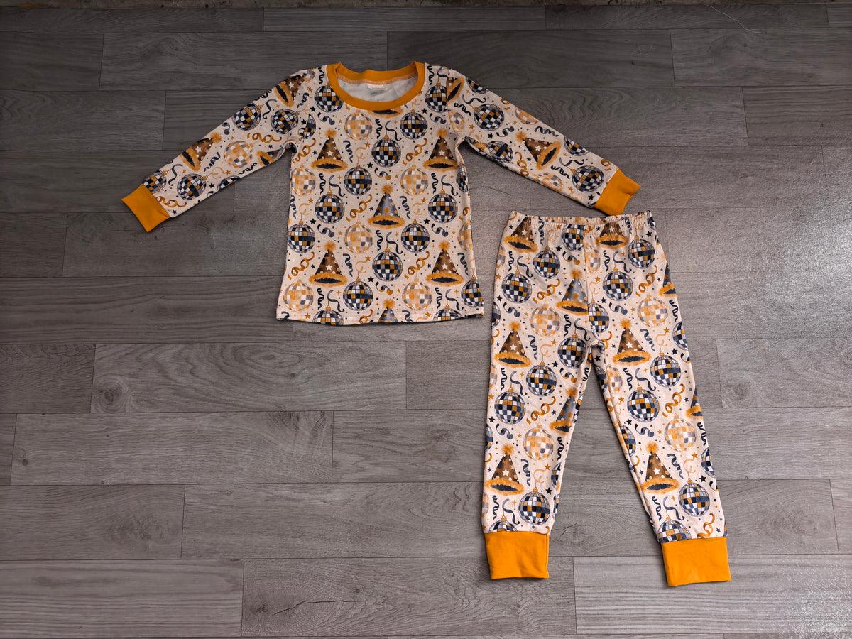 (Sample) No moq milk silk BLP1534 Baby Boys Stars Lights Top Pant Happy New Year Pajamas Sets Winter Holiday Sleep Outfit