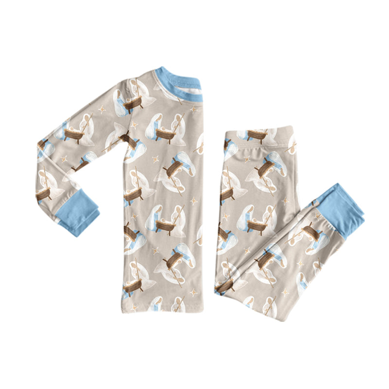 (Preorder new) No moq Girls Baby  pattren Pajama Set with romper Minky Blanket