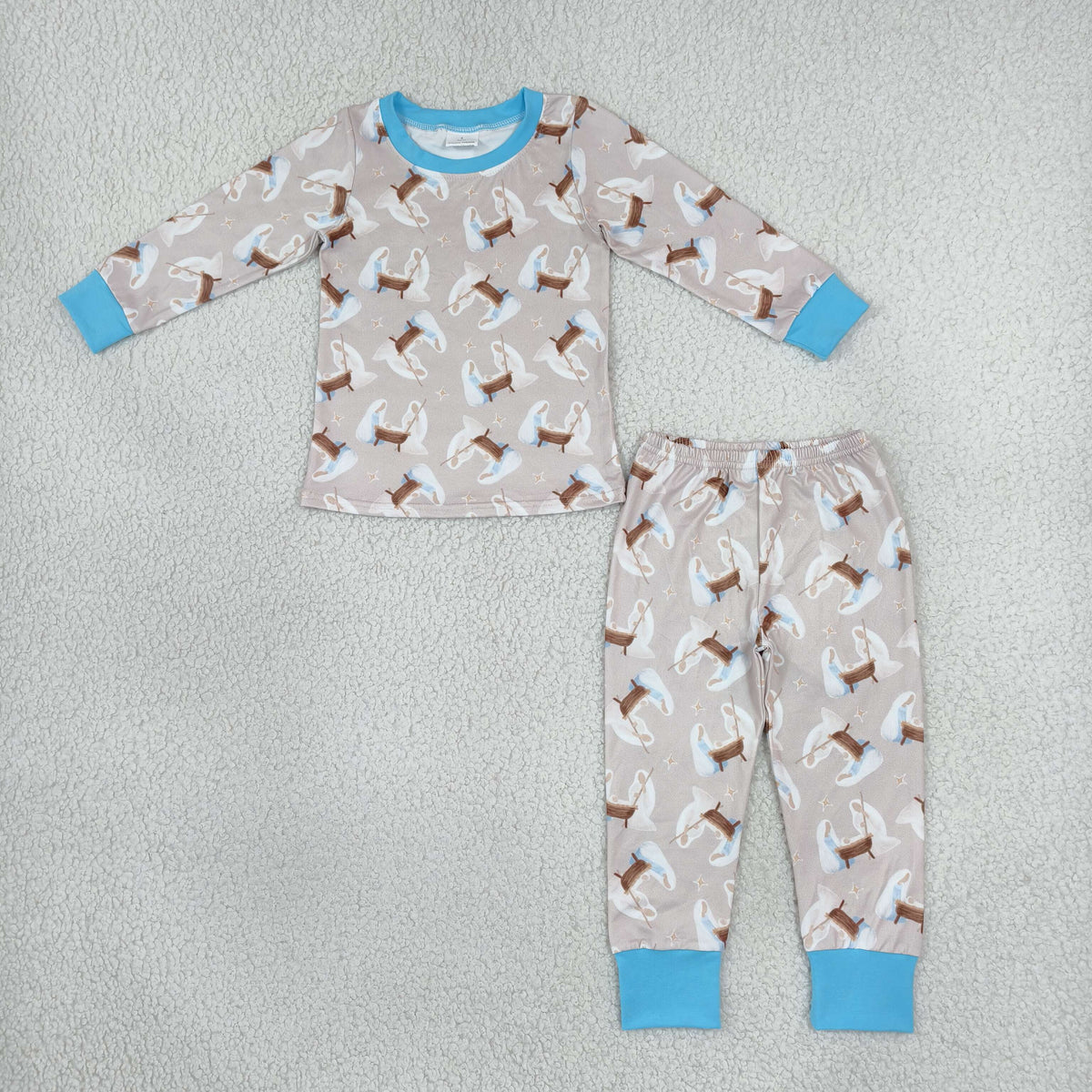 NEW RTS NO MOQ milk silk BLP1535 Baby Boys Long Sleeve Top Pant Pajamas Christmas Casual Sets