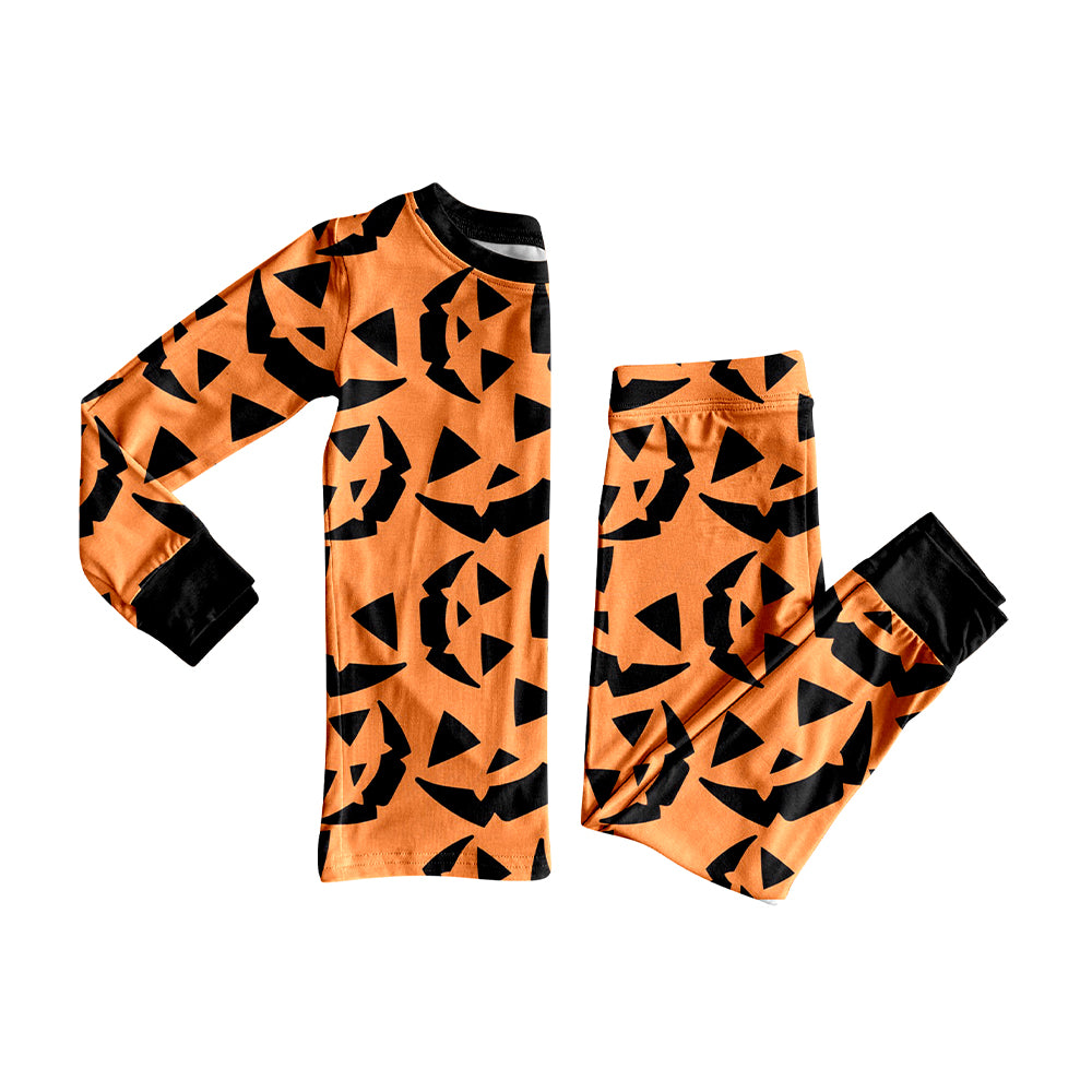 (Preorder new) No moq Boys Ghost Pumpkin Print Long Sleeve Matching Pajamas Set Romper