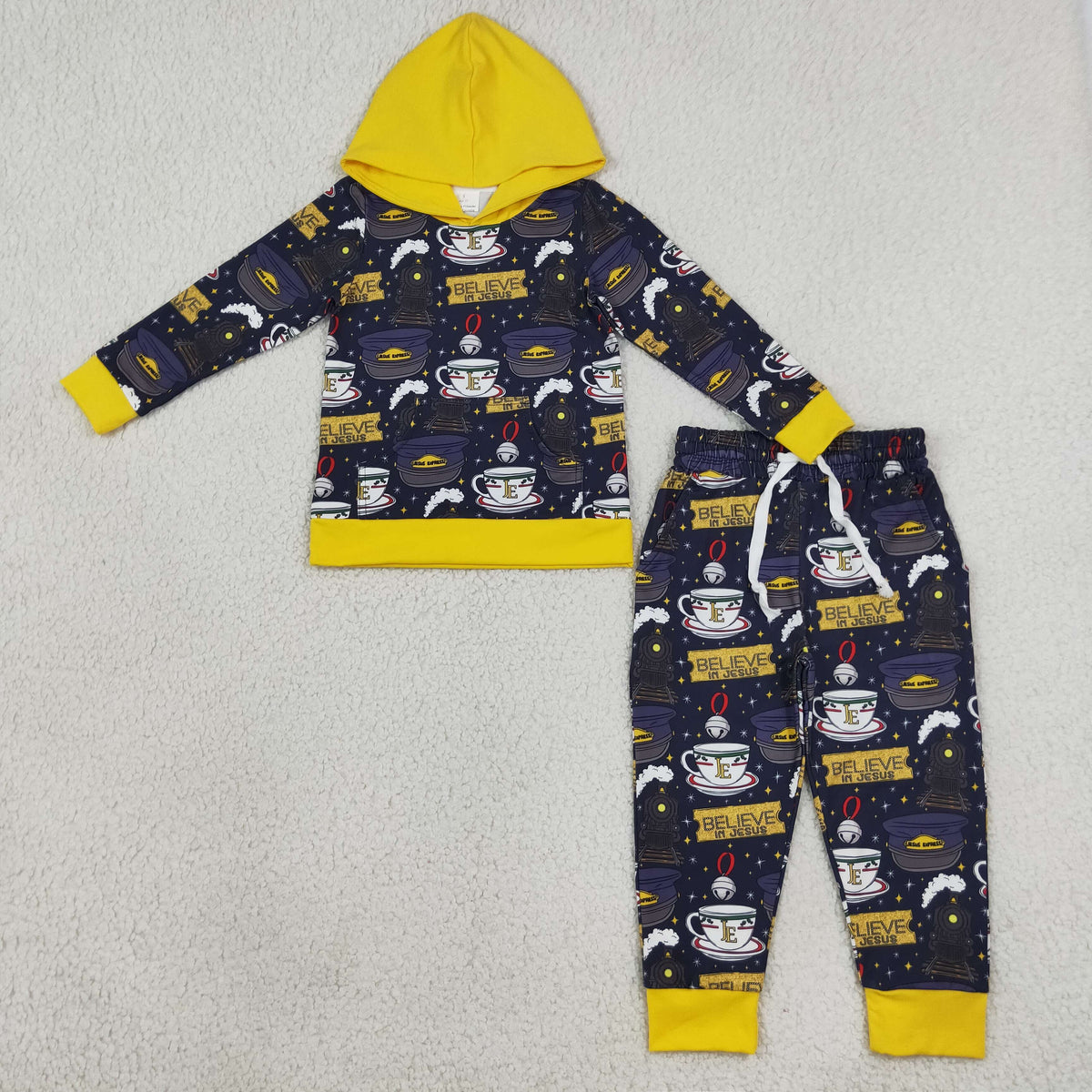 NEW RTS NO MOQ milk silk BLP1552 Baby Boys Long Sleeve Hoodie Pockets Jogger Set