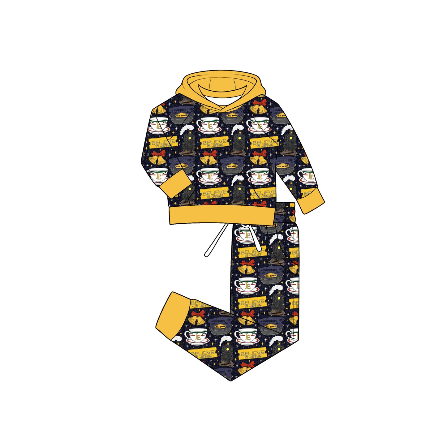 (Preorder new) No moq Baby Girls Boys Print Long Sleeve Top Pants Clothes Set