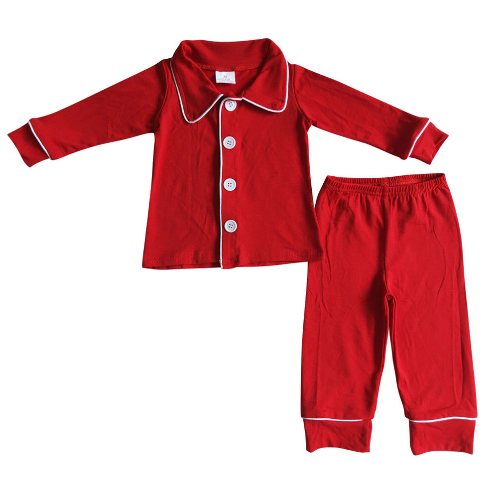 (Preorder new) No moq Adult Red Long Sleeve Button Top Pant Pajamas Set