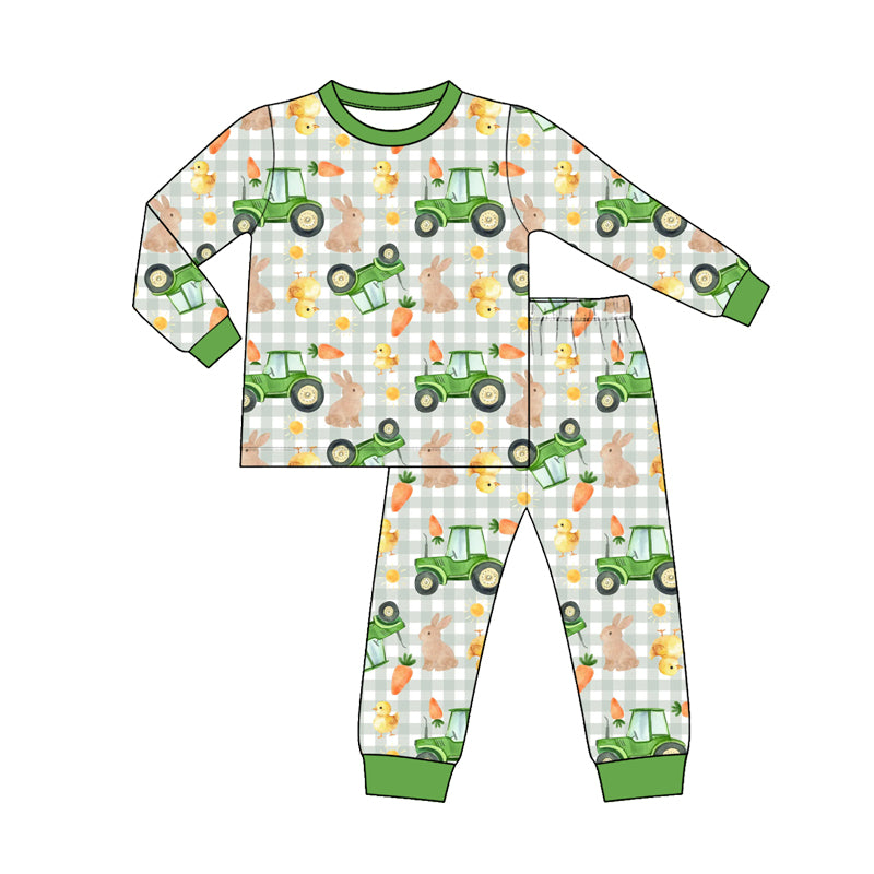 (Preorder new) No moq Baby Boys Christmas Santa Print Long Sleeve Pajama Set Holiday Sleep Outfit