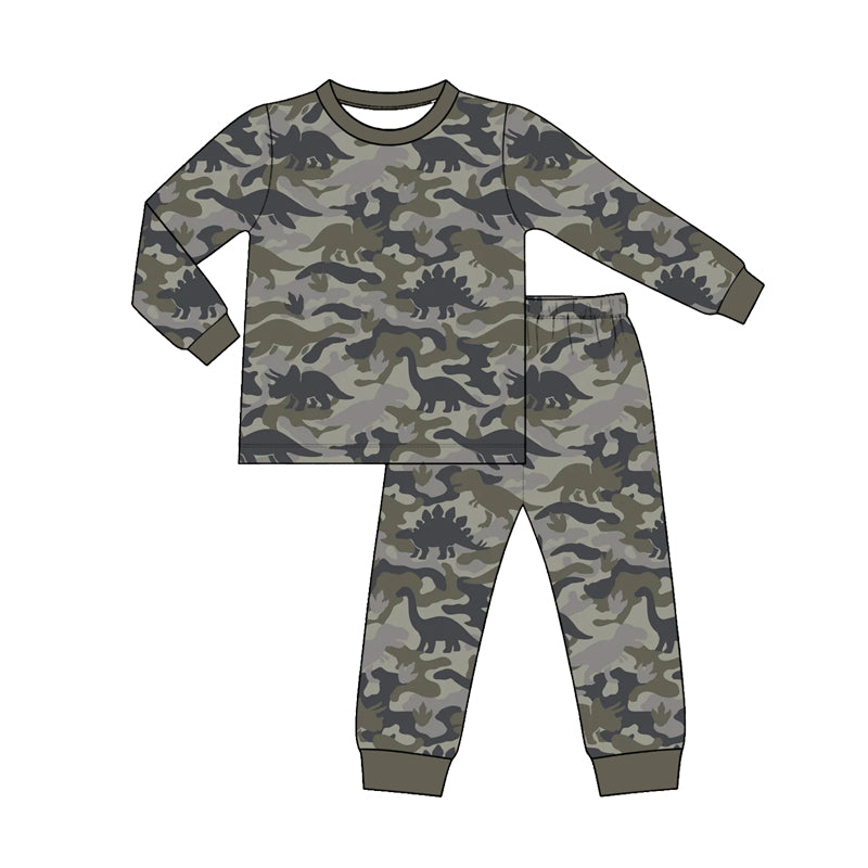 (Preorder new) No moq Baby Boys Christmas Santa Print Long Sleeve Pajama Set Holiday Sleep Outfit