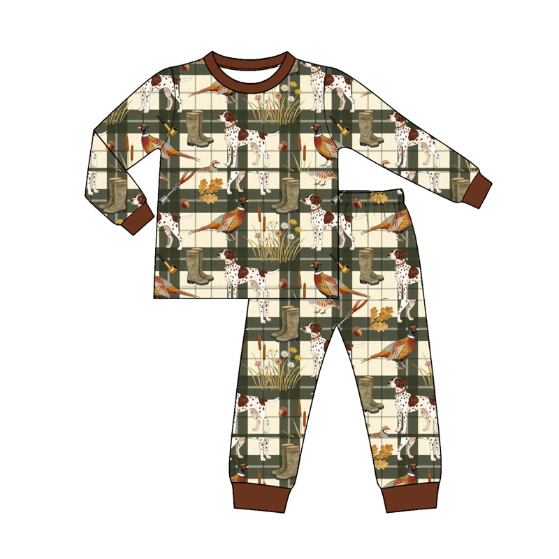 (Preorder new) No moq Baby Boys Christmas Santa Print Long Sleeve Pajama Set Holiday Sleep Outfit