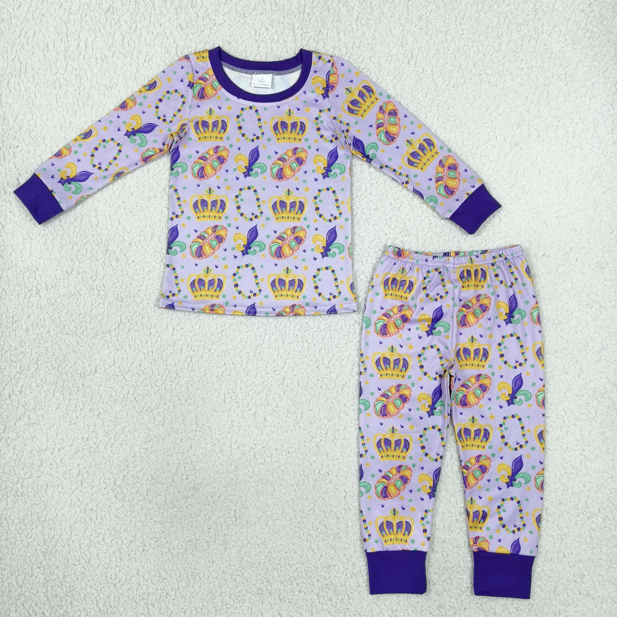 NEW RTS NO MOQ milk silk BLP1610 Baby Boys Purple Long Sleeve Top Pant Sleepwear Pajamas Set