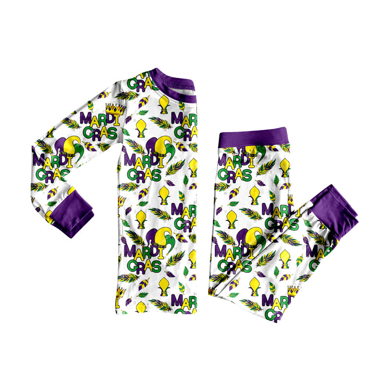 (Preorder new) No moq Baby Boys Print Long Sleeve Pajama Set Zipper Convertible Romper Festival Purple Sleepwear Set
