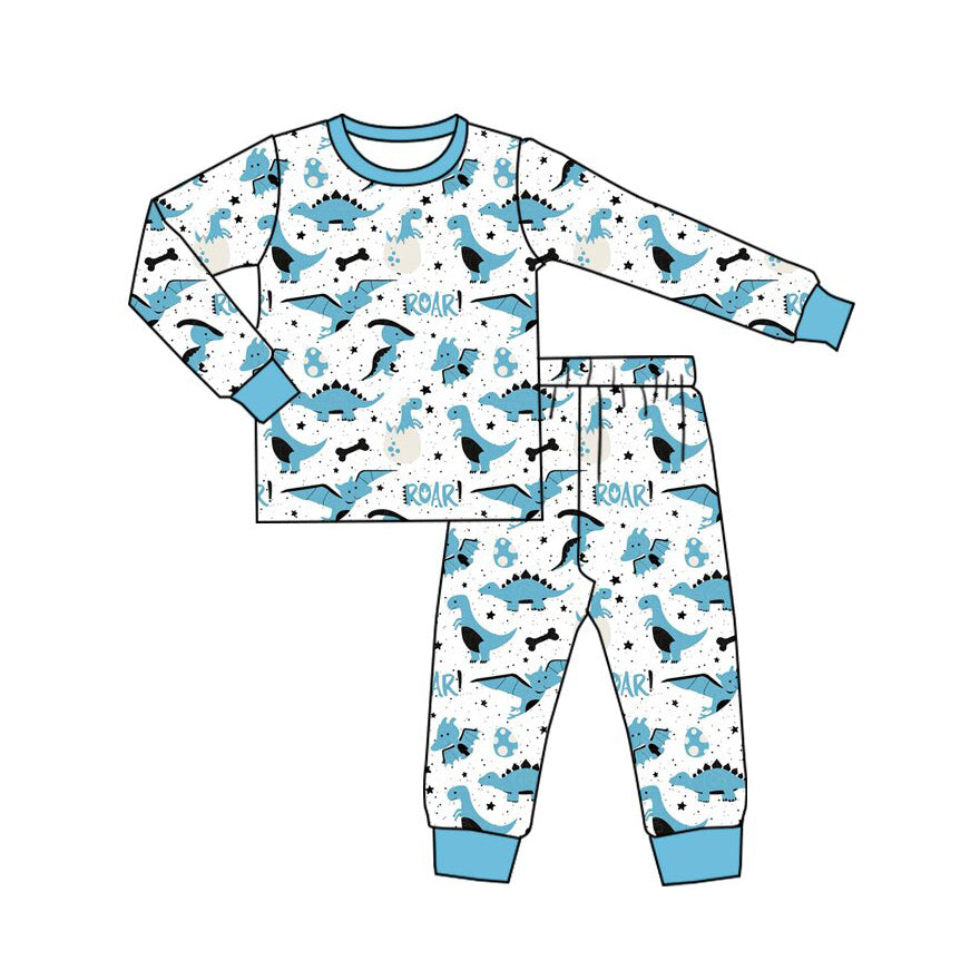 (Preorder new) No moq Baby Boys And Girls Print Ruffle Long Sleeve Pajama Set And Zipper Romper