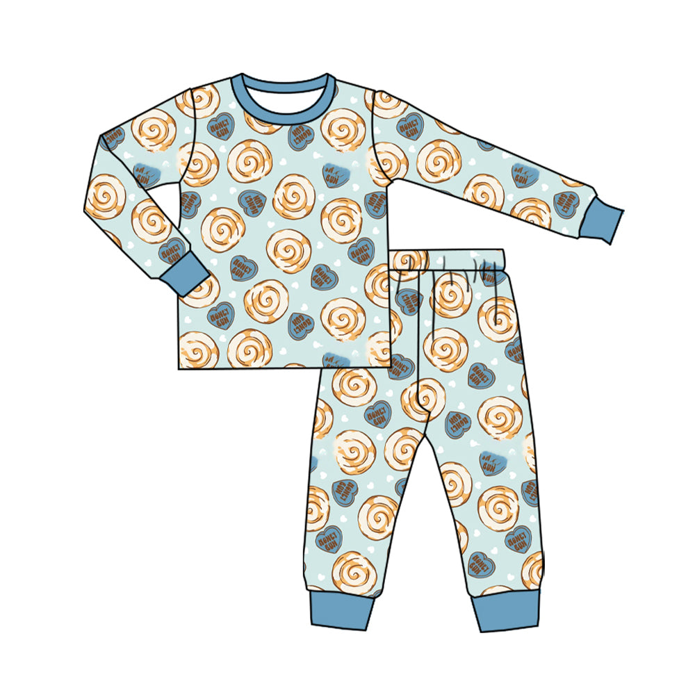 (Preorder new) No moq Baby Boys And Girls Heart Print Long Sleeve Pajama Set Zipper Romper