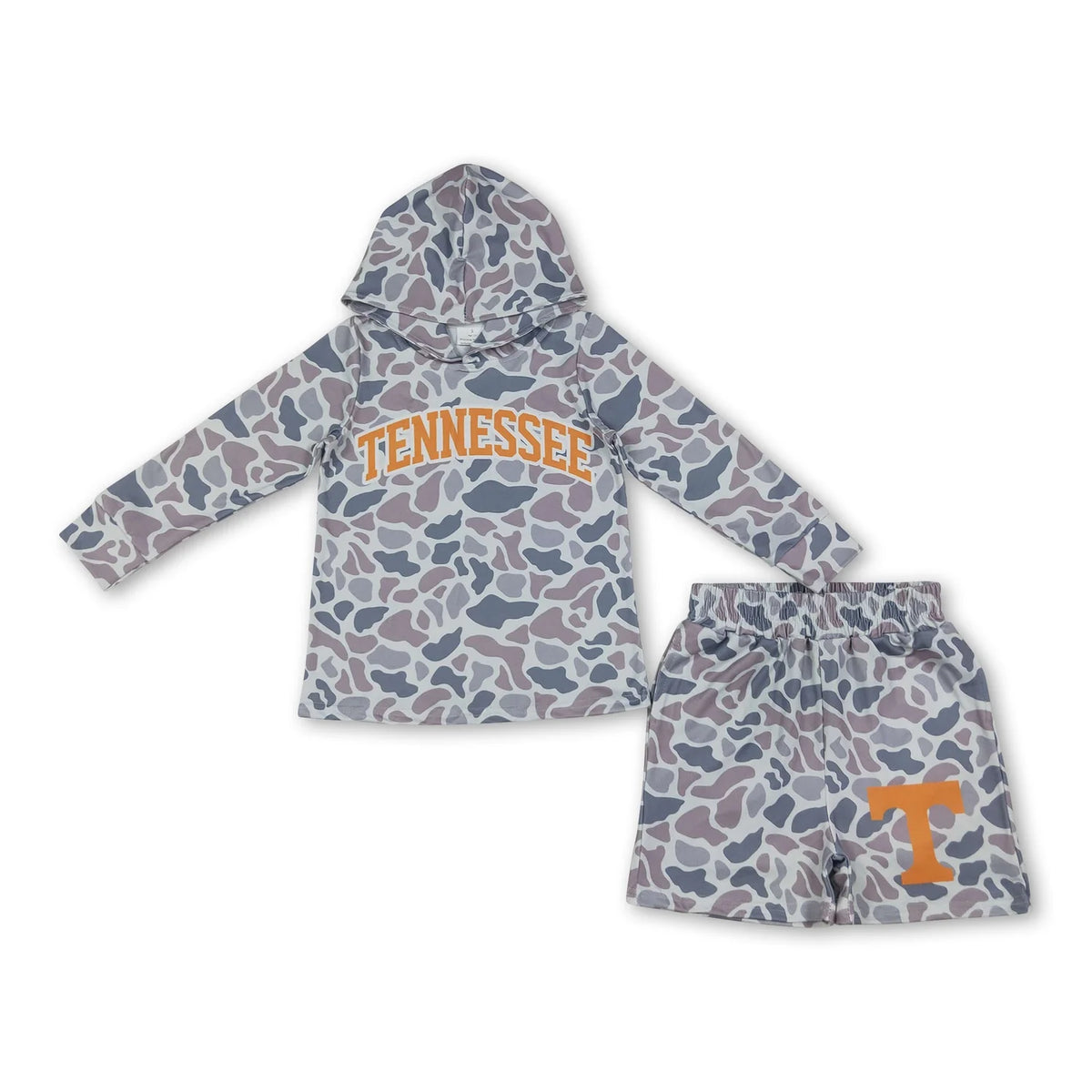 RTS NO MOQ Sibling milk silk Baby Kids Orange Print Tops Pants Shorts Hoodie Team Clothes
