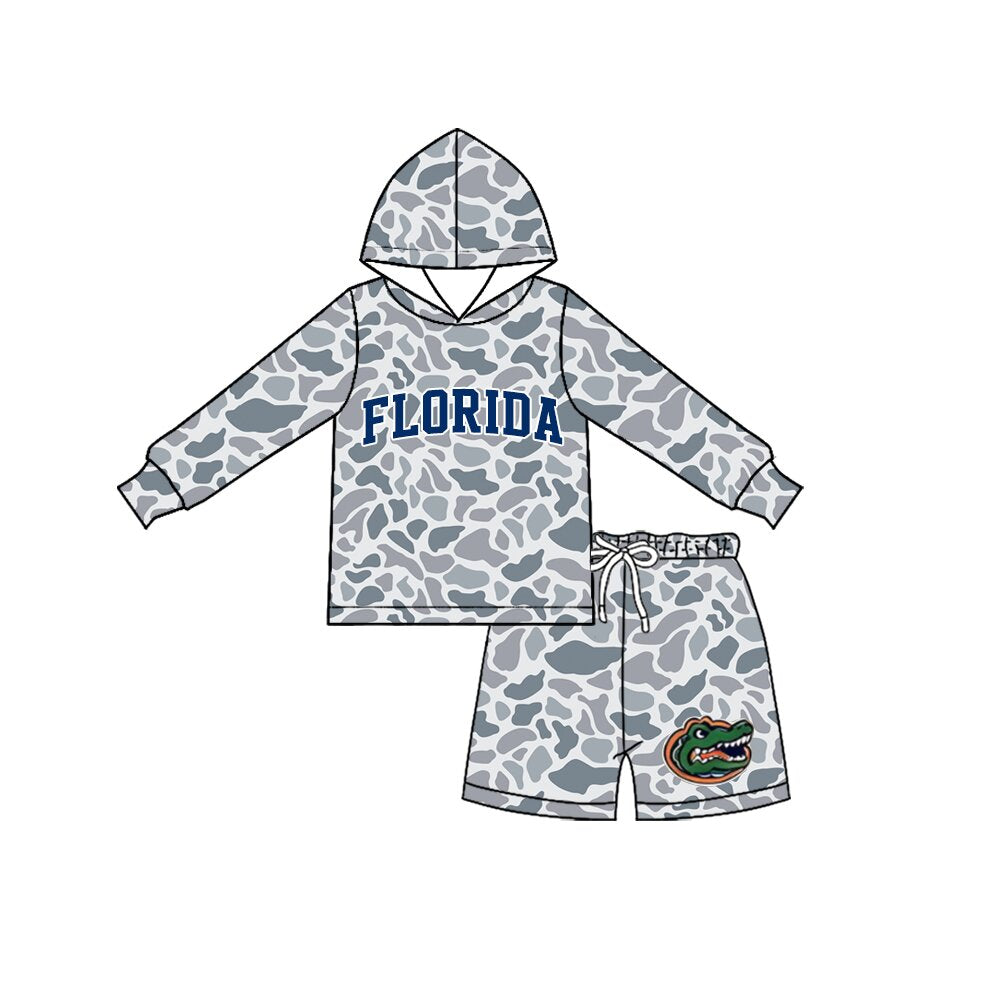 (Preorder new) No moq BLS0060 Baby Boys Light Camo Hoodie Top Short Team Clothes Set Casual Team Outfit