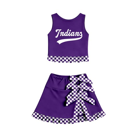 custom moq 5 mix size BM01 Baby Girls Checked Sleeveless Vest Top With Bows Scallop Trim Skirt Shorts Yoga Active Sets