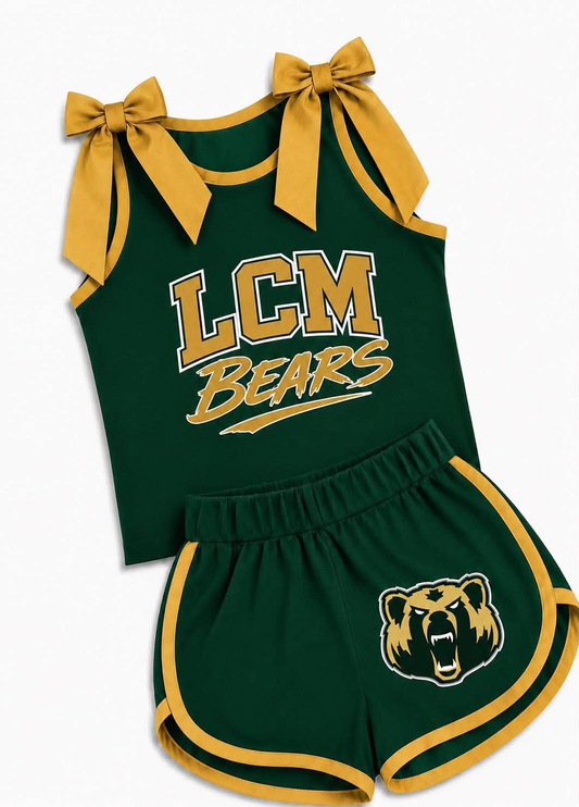 custom moq 5 mix size BM0101 Baby Girls Yellow Bow Sleeveless Green Top Shorts Summer Set Casual Clothes
