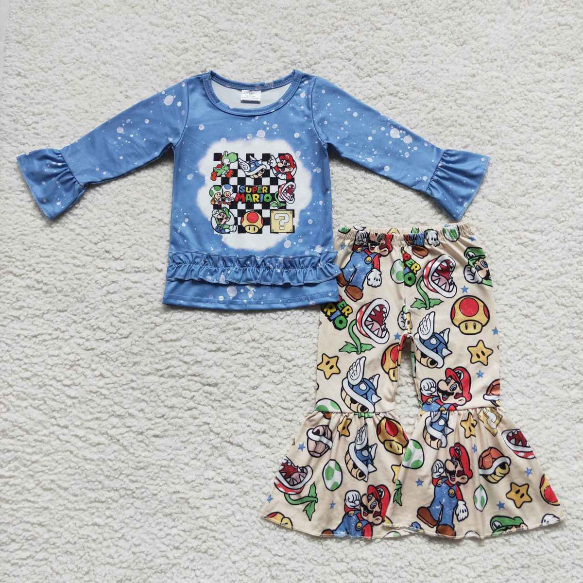 RTS NO MOQ（In Stock) Blue Long Sleeve Pants Suit