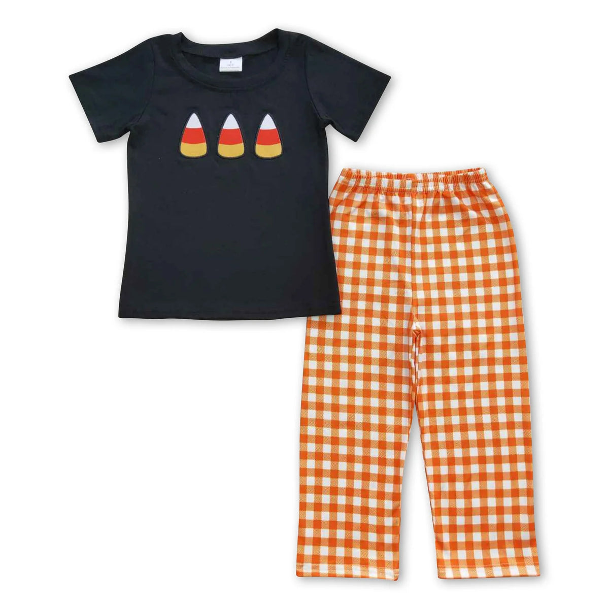 RTS NO MOQ Sibling milk silk Embroidery Baby Boys Girls Halloween Candy Short Sleeve Top Pants Casual Sets Rompers