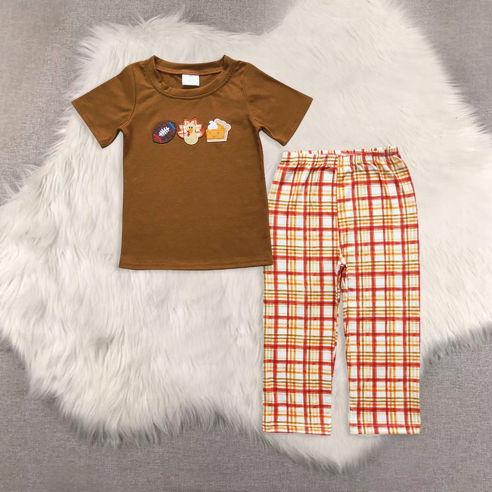 RTS NO MOQ Sibling Baby girls clothes Embroidery turkey short-sleeved trousers suit & rompers