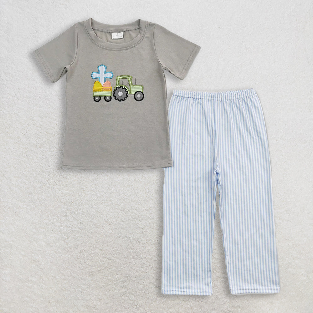 RTS NO MOQ Sibling Boys Baby Girls Easter Eggs Romper Outfit Clothing Set with Tee Shirt And Pants