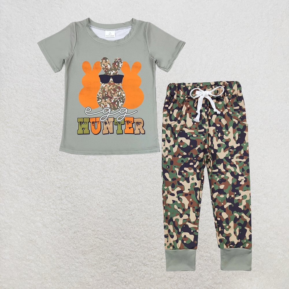 RTS NO MOQ Boys girl easter short-sleeved shirt pants clothing set