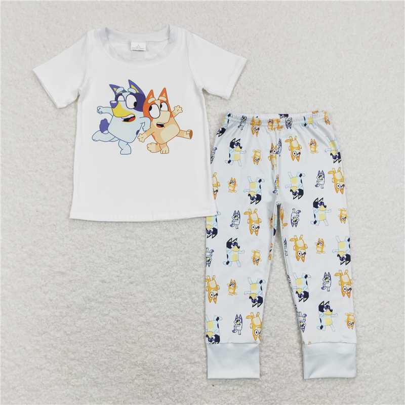 RTS NO MOQ Sibling Baby Boys Easter Dog Carrots Shirts Pants Pajamas Clothes Sets
