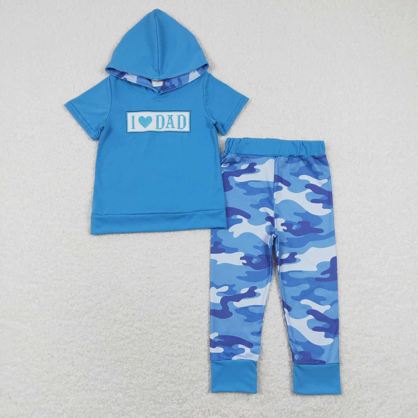RTS Boys and girls embroidery dad Short Sleeve pants sets shorts sets