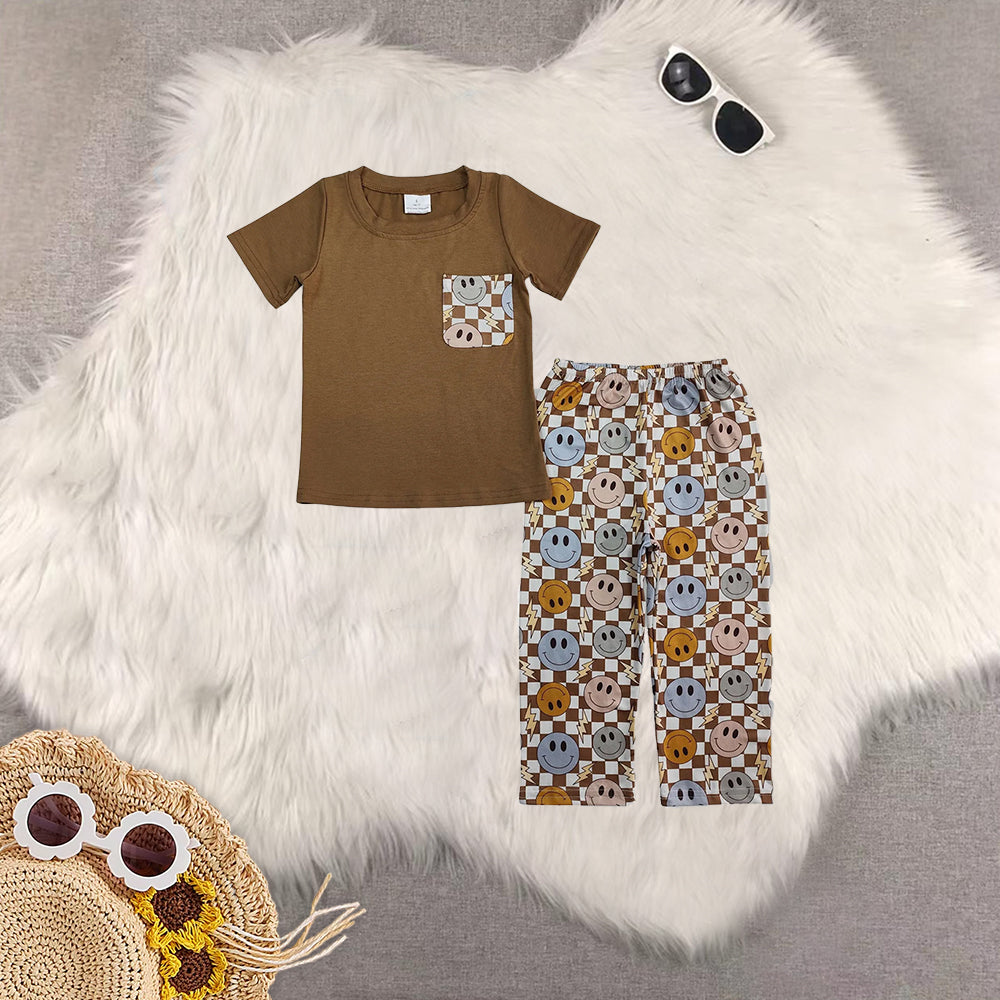 RTS NO MOQ Sibling Baby boy clothes camouflage Short Sleeve pants Suit