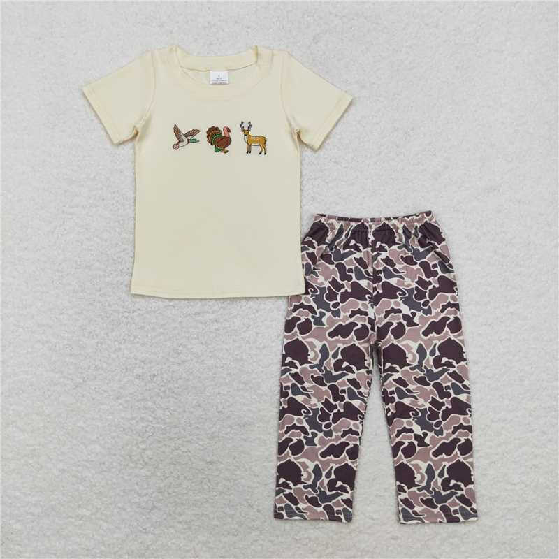 RTS NO MOQ baby boys clothes embroidery turkey short sleeve pants sets short sleeve Rompers Clothes Sets