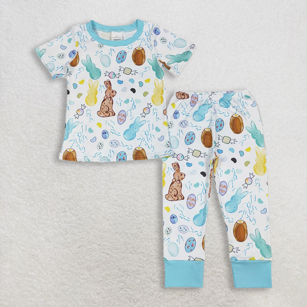 RTS NO MOQ Sibling Boys Baby Girls Rompers Pajamas Sets Baby Rabbit Egg Outfit Matching Family Clothes for Spring