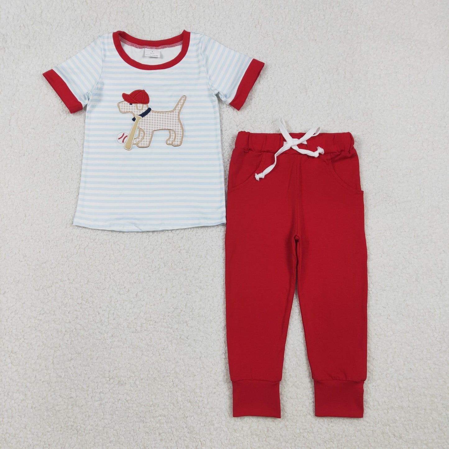 RTS NO MOQ Sibling Baby boy clothes embroidery short-sleeved trousers suit & rompers