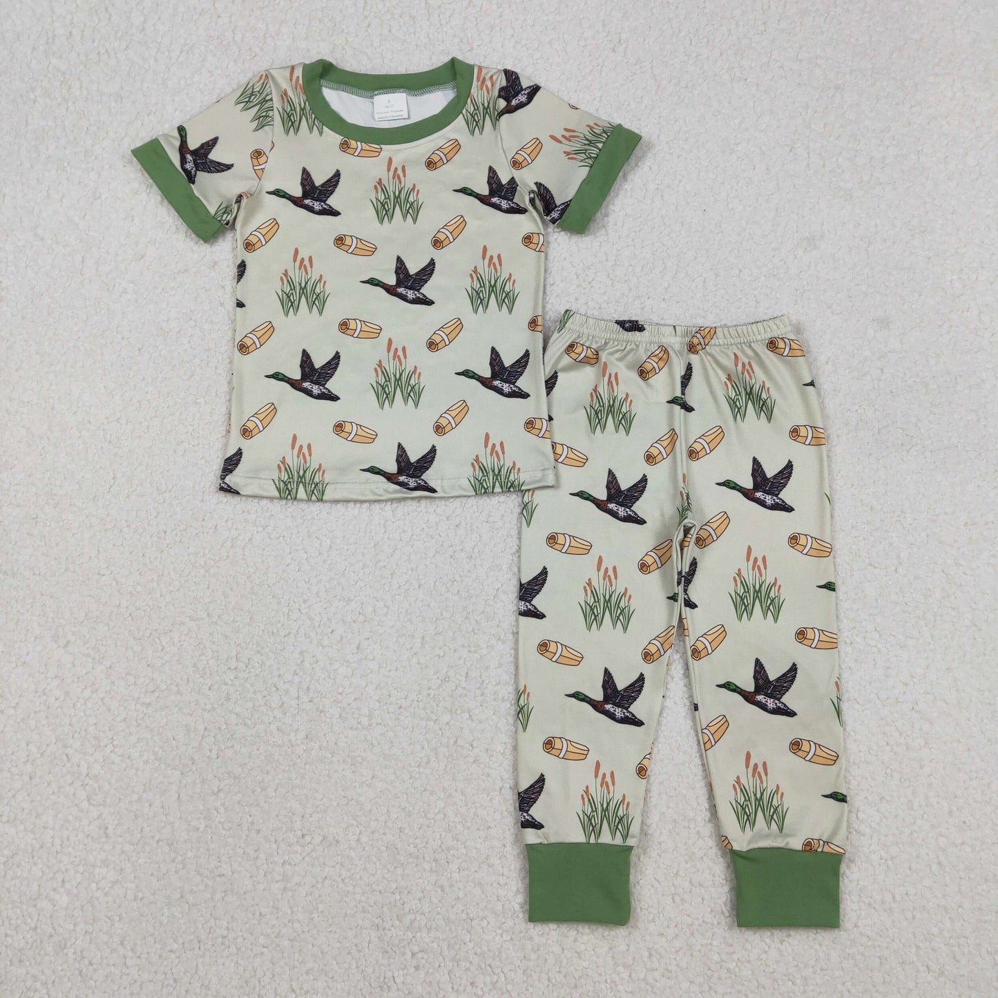 RTS NO MOQ Sibling Baby boy clothes duck hunting Short Sleeve pants Suits