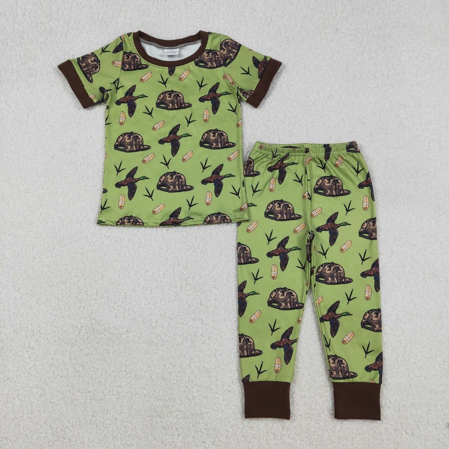 RTS NO MOQ Sibling Baby boy clothes duck hunting Short Sleeve pants Suits