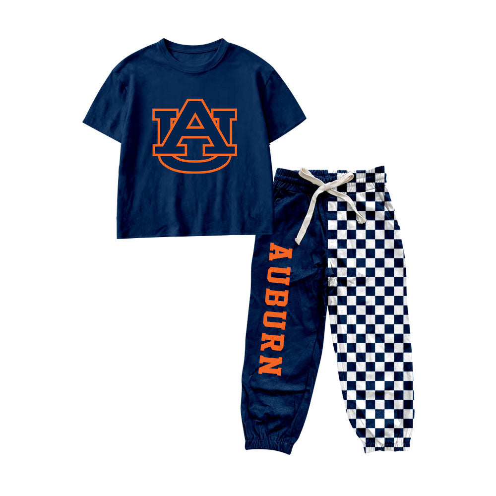 (Preorder new) No moq Baby Boys Short Sleeve Top Plaid Trousers Set