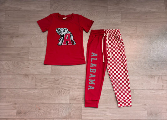 (Sample) No moq milk silk BSPO0697 Baby Boys Red Shirt Top Pockets Joggers Team Clothes Sets