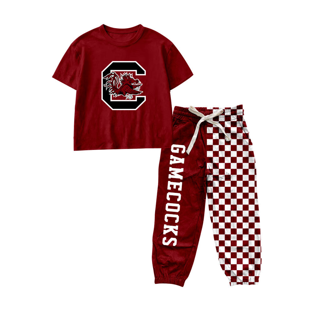 (Preorder new) No moq Baby Boys Short Sleeve Top Plaid Trousers Set