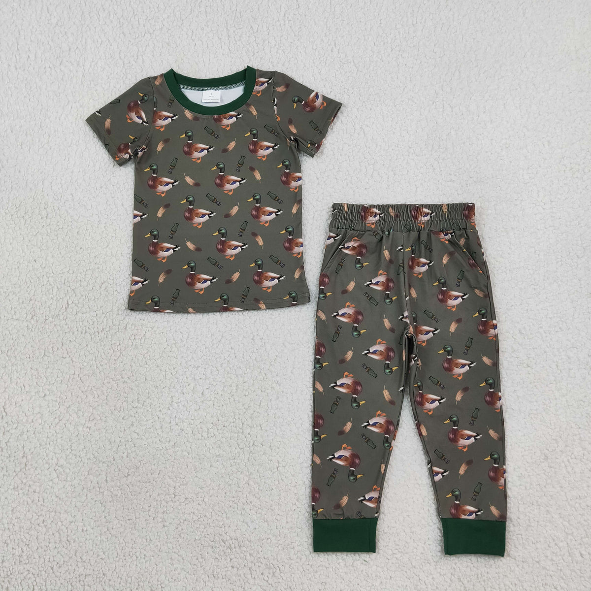NEW RTS NO MOQ milk silk BSPO0702 Baby Boys Pumpkins Truck Checked Top Pant Set Autumn Outfit