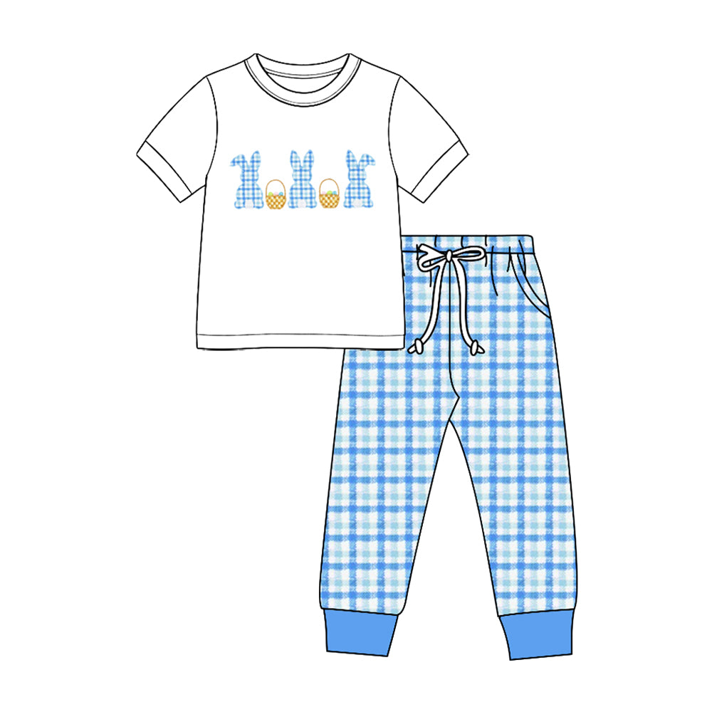 (Preorder new) No moq Boys Easter Print Short Sleeve T‑shirt and Pants Set Holiday Outfit